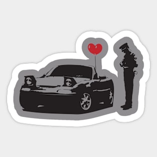 Policeman & driver in NA Miata Sticker